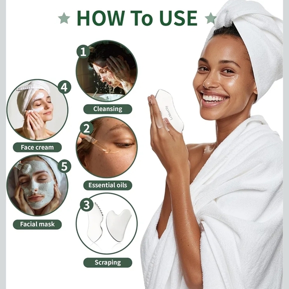 ​2 Pcs Stainless Steel Gua Sha Set Metal Facial Massager for Lymphatic Drainag - Picture 6 of 8